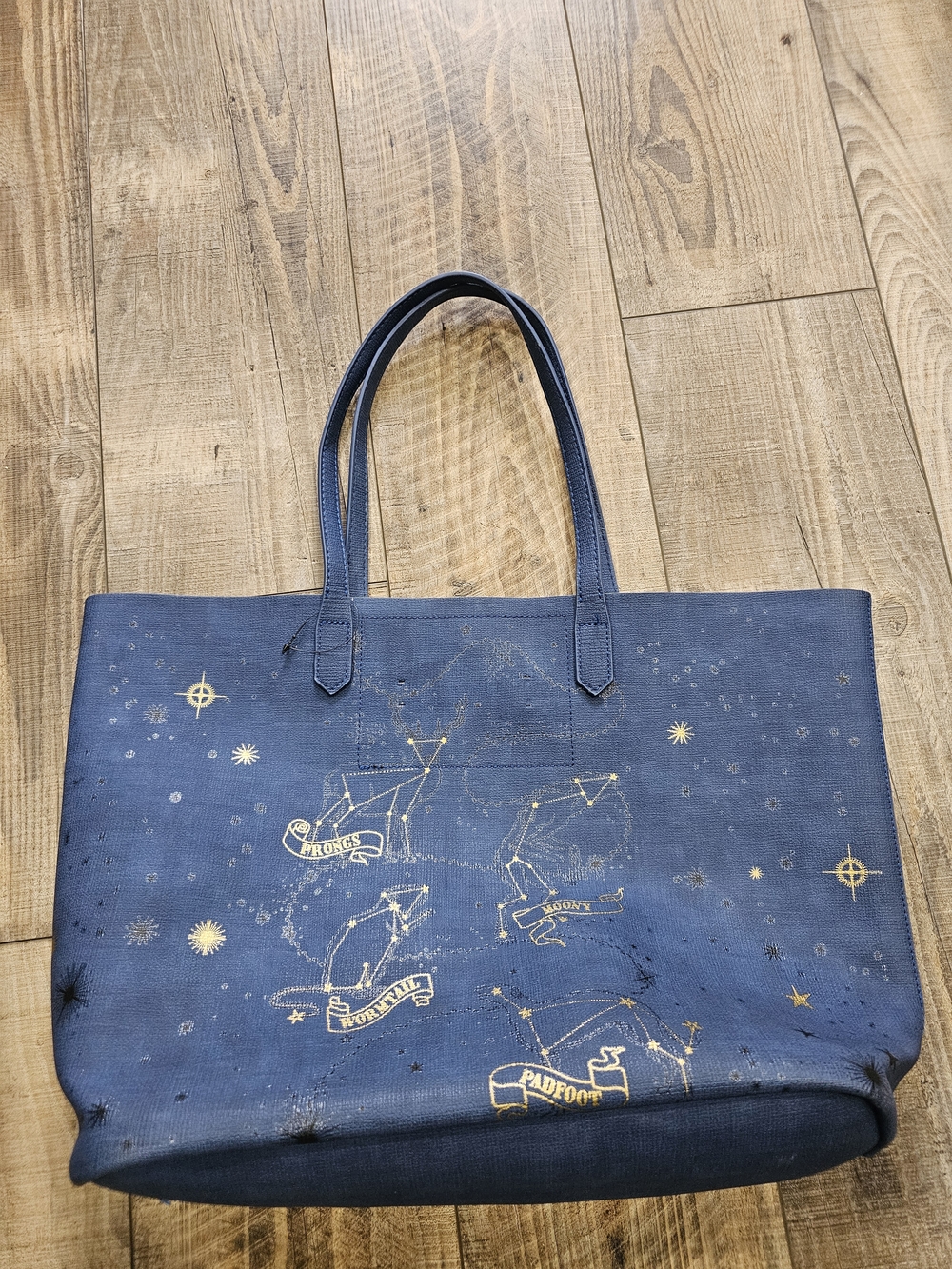 Harry Potter Marauders Map Constellations Tote Bag Blue Gold Kohls - Picture 1 of 13